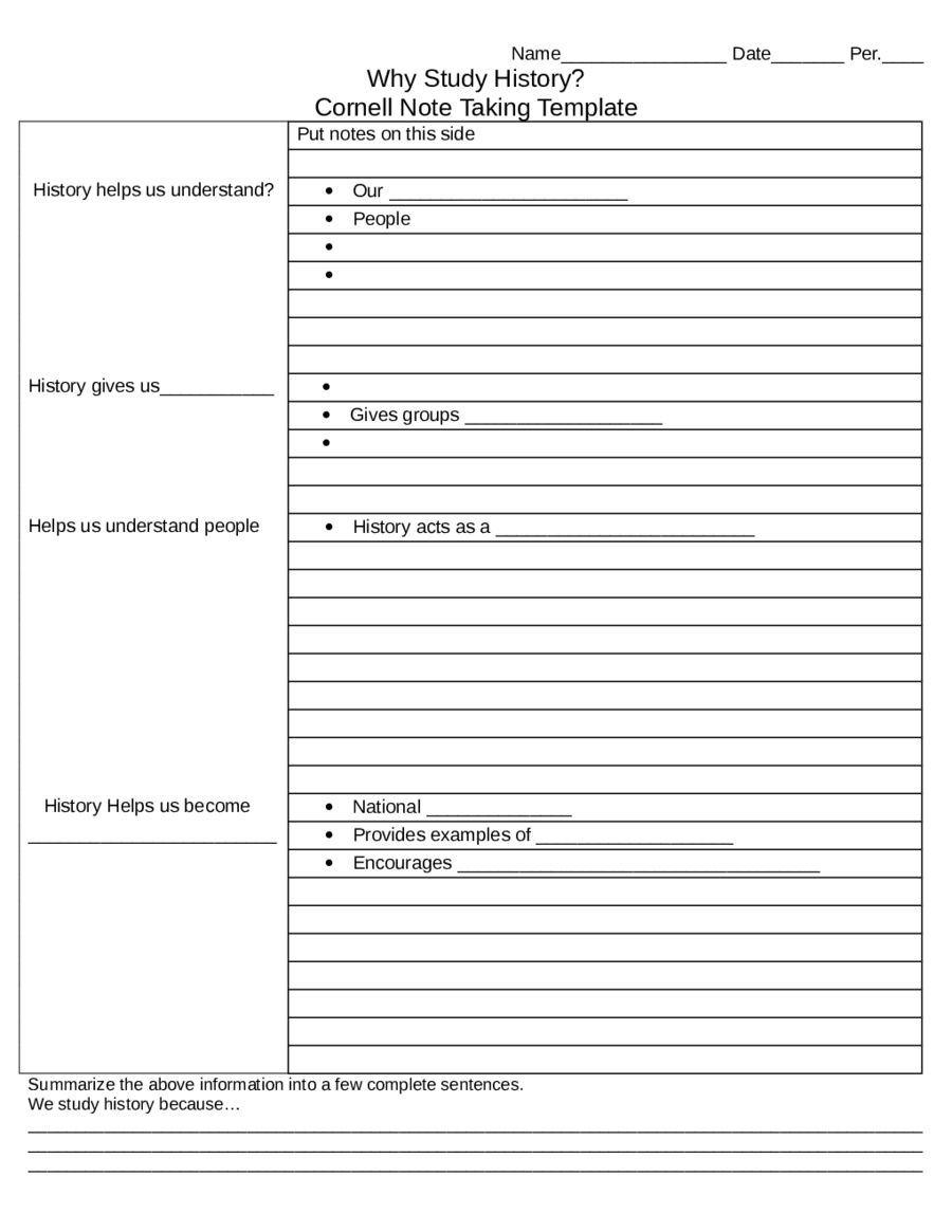 Cornell Note Taking Template – Edit, Fill, Sign Online Inside Note Taking Template Word