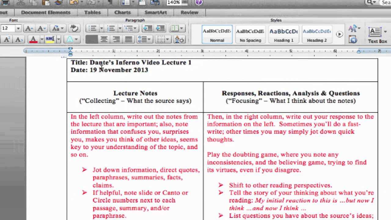 Cornell Notes / Double Entry Journal – Home – Libguides At In Double Entry Journal Template For Word