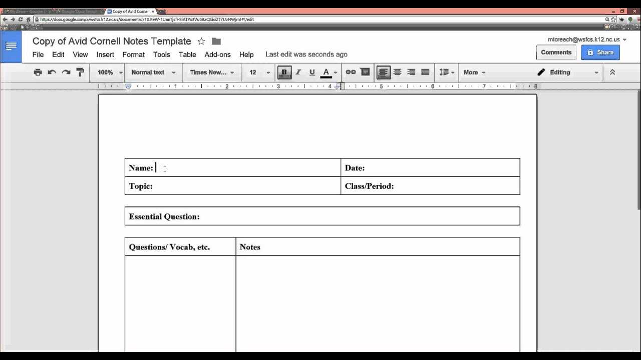 Cornell Notes Using Templates Feature Within Cornell Note Template Word