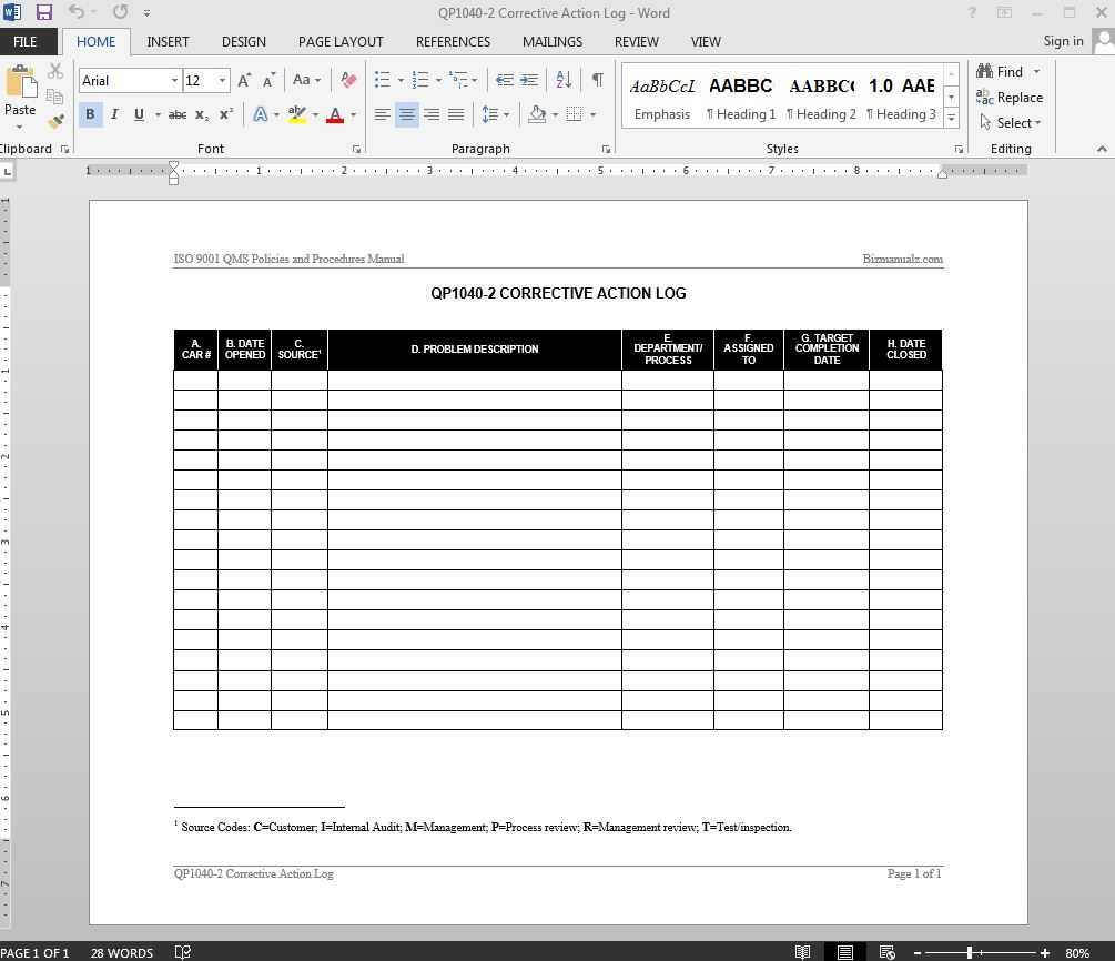 Corrective Action Log Iso Template | Qp1040 2 Regarding Corrective Action Report Template