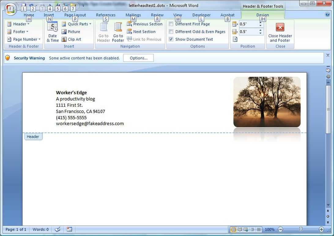 Create A Letterhead Template In Microsoft Word – Cnet For Header Templates For Word