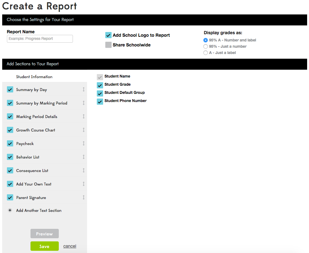 Create A New Student Report – Kickboard Support Center With Regard To Daily Behavior Report Template