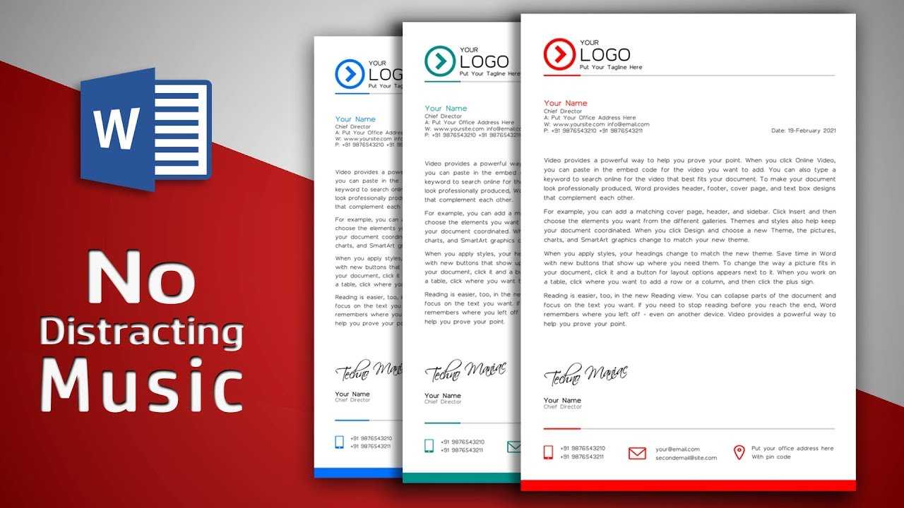 Create Modern Letterhead In Ms Word | No Distracting Music | Free Template With Regard To Free Letterhead Templates For Microsoft Word