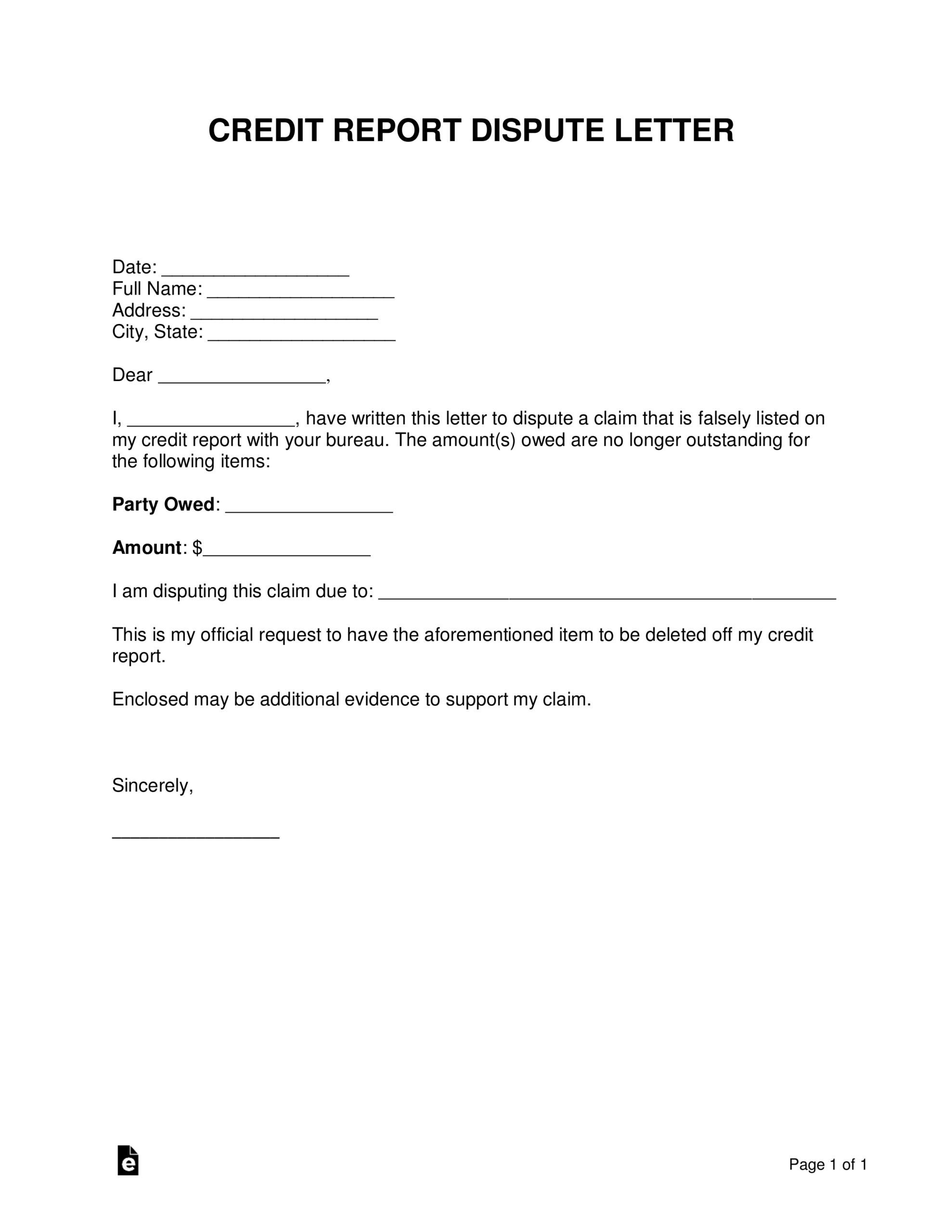 Credit Dispute Letter – Calep.midnightpig.co Intended For Credit Report Dispute Letter Template