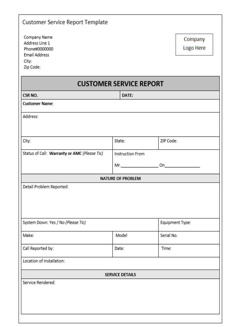 Customer Service Report Template – Excel Word Templates With Regard To Customer Incident Report Form Template