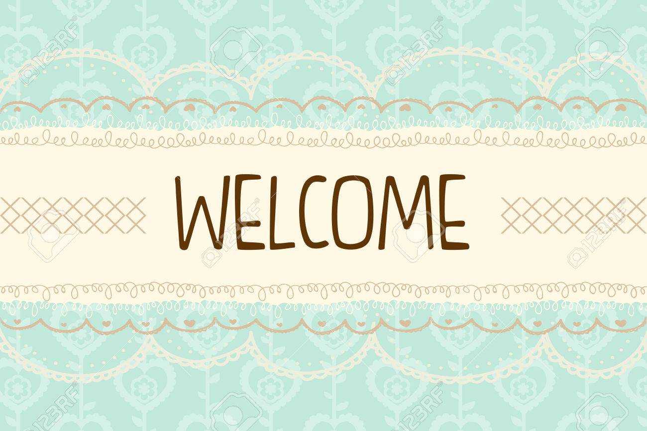 Cute Pastel Mint And Yellow With Laces Welcome Background Banner.. With Regard To Welcome Banner Template