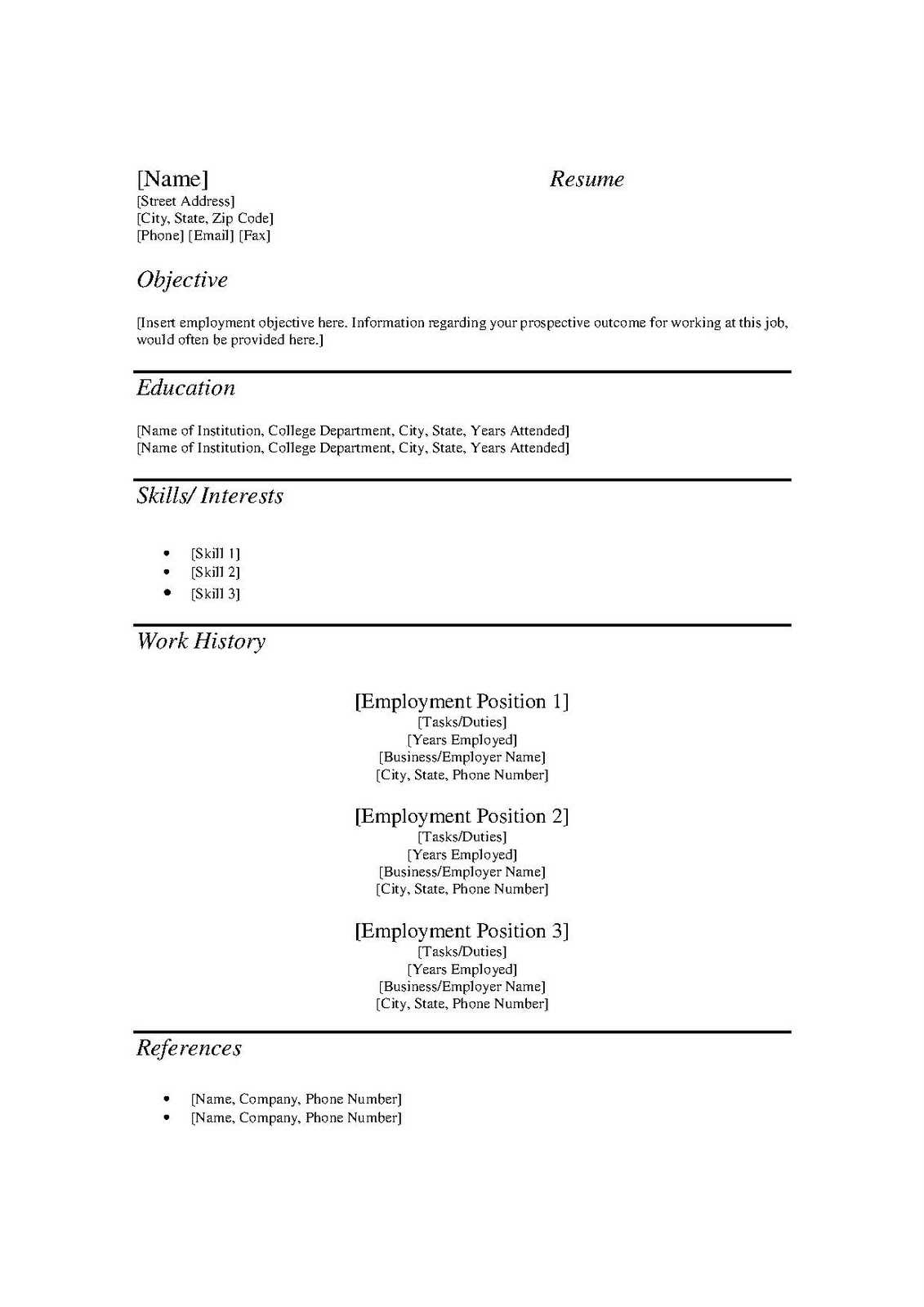 Cv Pattern Worksheet | Printable Worksheets And Activities Intended For Free Printable Resume Templates Microsoft Word