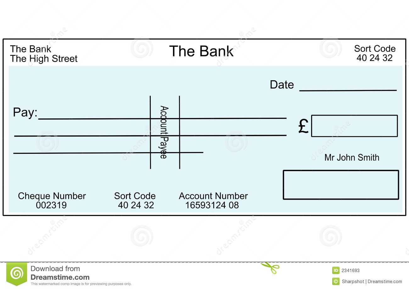 Пустой Великобританский Банковский Счет Иллюстрация Штока With Blank Cheque Template Uk