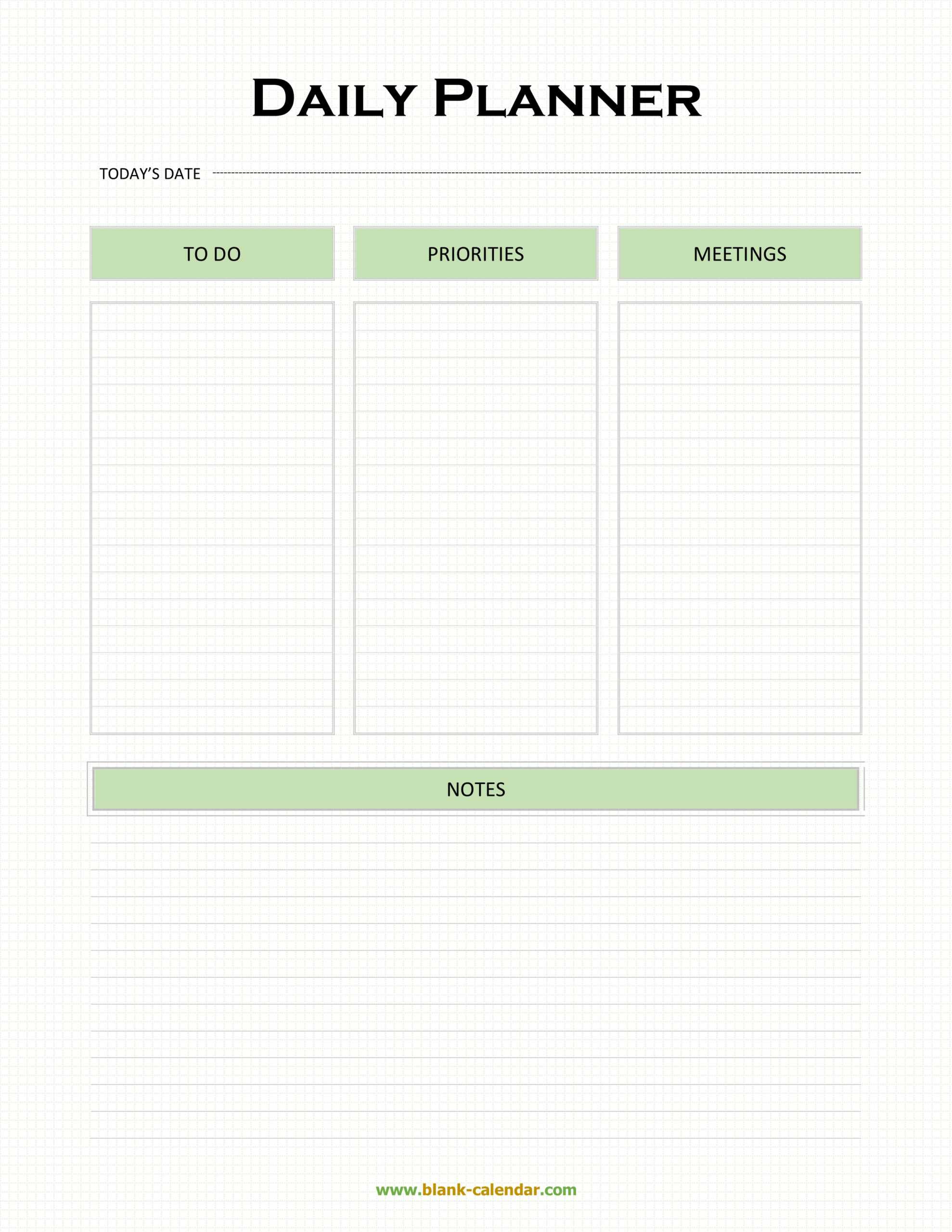 Daily Planner Templates (Word, Excel, Pdf) Throughout Printable Blank Daily Schedule Template