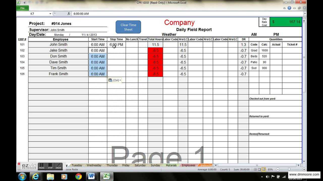 Daily Time Tracking Eadsheet Word Tracker Template Excel Inside Daily Status Report Template Xls