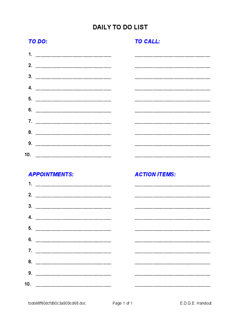 Daily To Do List Template – 5 Free Templates In Pdf, Word Throughout Daily Task List Template Word