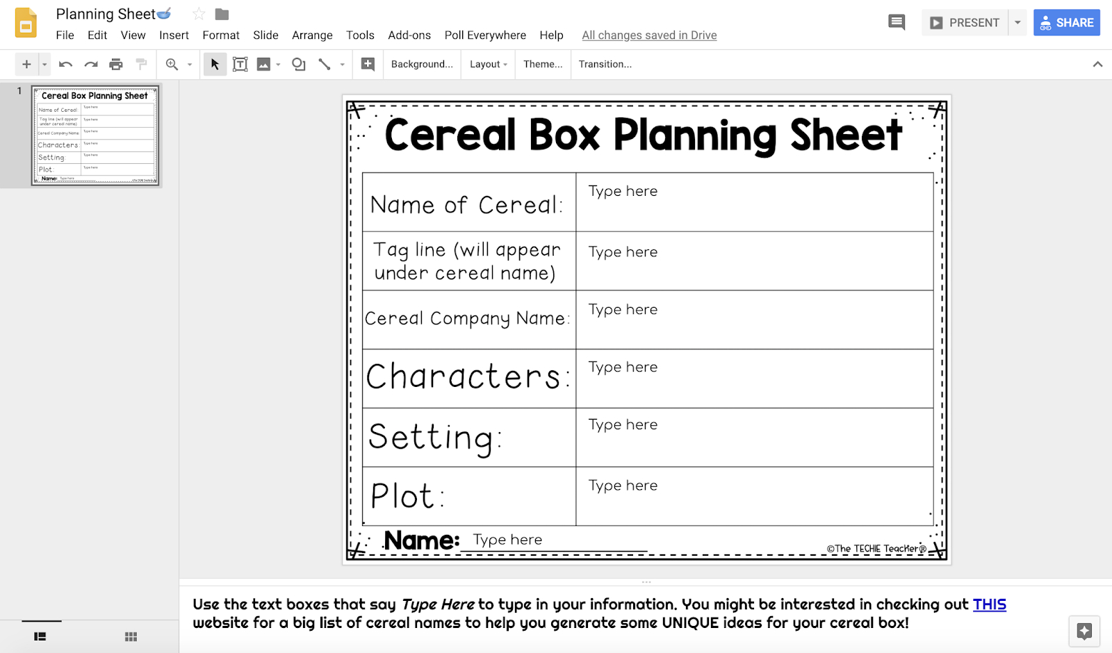 Design A Cereal Box In Google Drawing: Book Report Idea Intended For Cereal Box Book Report Template