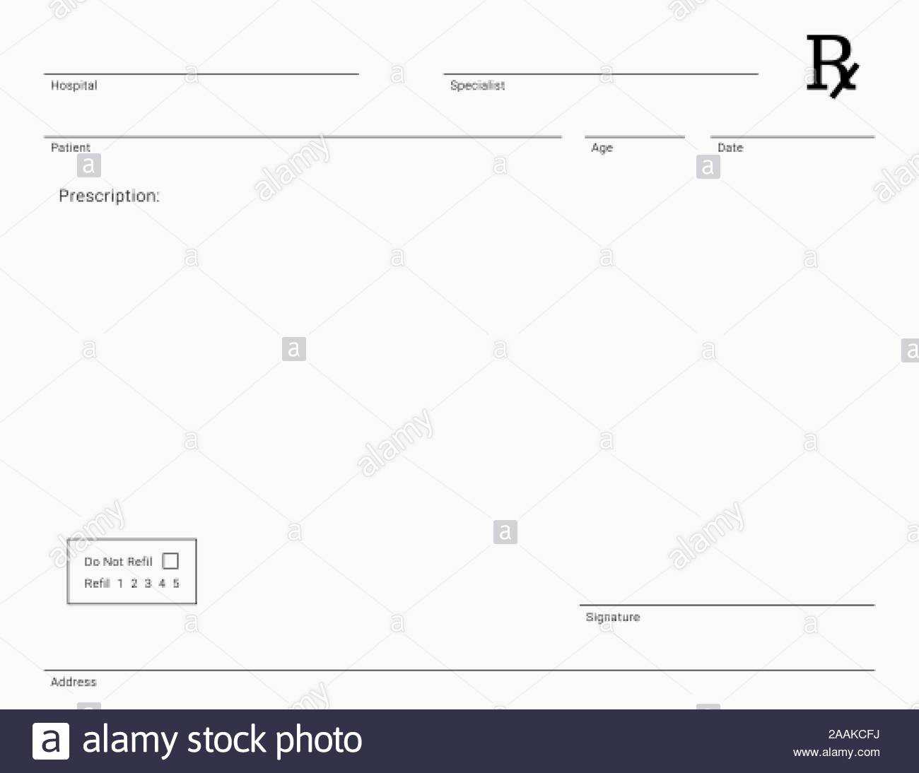 Doctor's Rx Pad Template. Blank Medical Prescription Form With Blank Prescription Pad Template