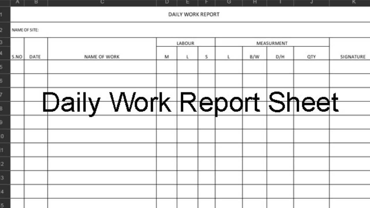 Download Excel Template For Daily Construction Work Report In Daily Report Sheet Template