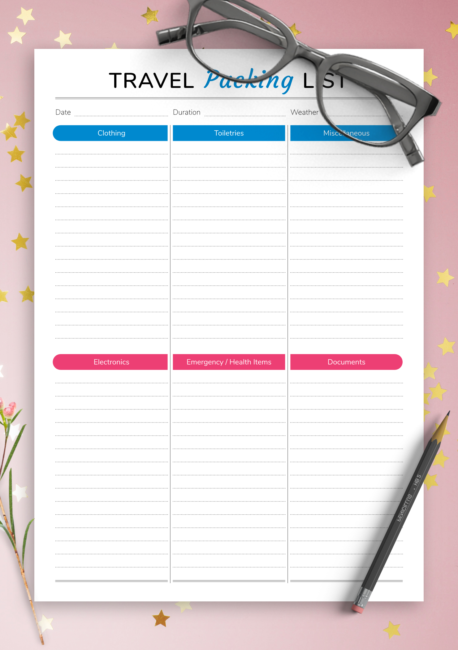 Download Printable Travel Packing List Pdf Throughout Blank Packing List Template