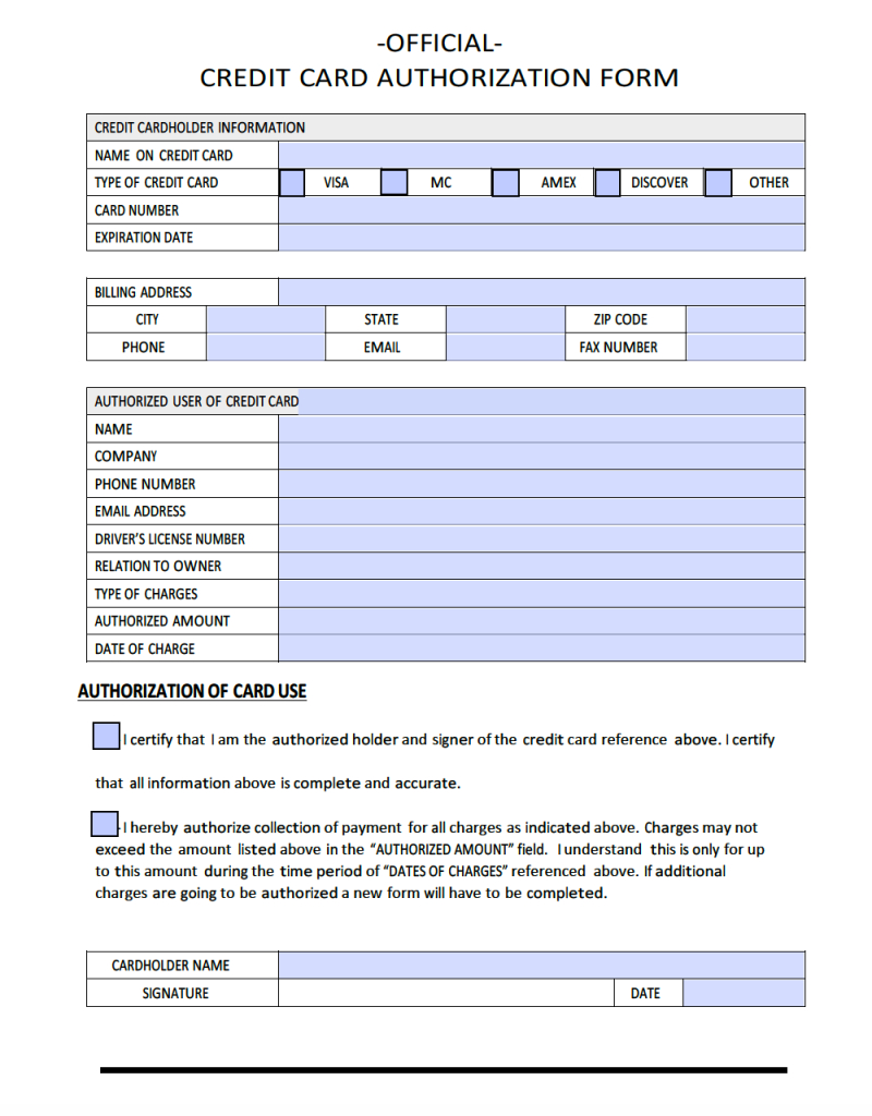 Download Sample Credit Card Authorization Form Template Inside Credit Card Authorization Form Template Word