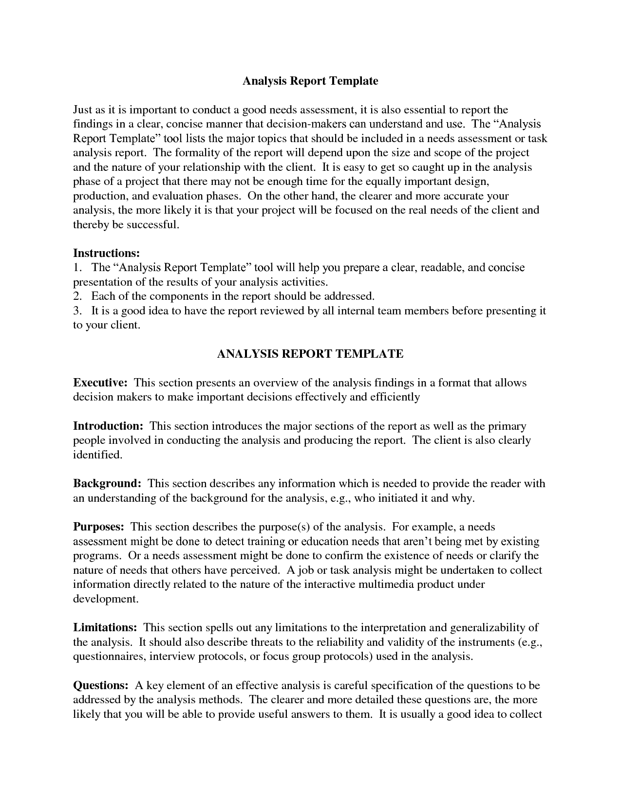 Downloadable Analysis Report Template Sample : V M D With Regard To Business Analyst Report Template