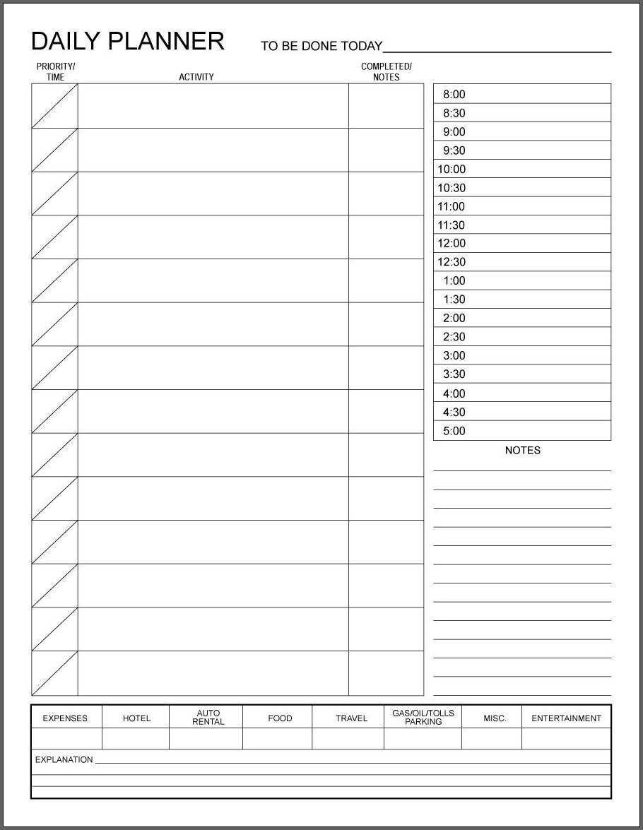 √ Free Printable Daily Planner Template | Templateral With Printable Blank Daily Schedule Template