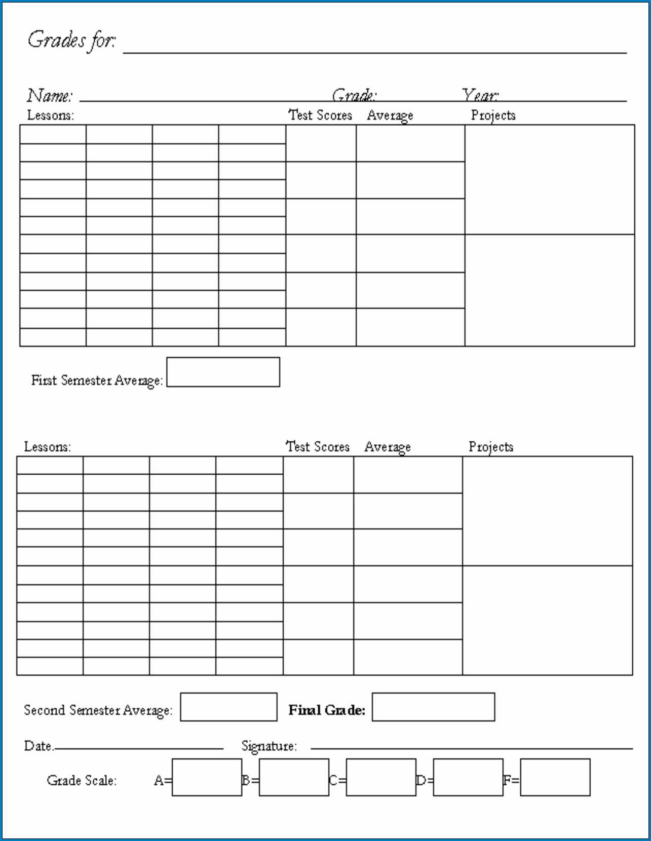 √ Free Printable Homeschool Report Card Template | Templateral Within Blank Report Card Template