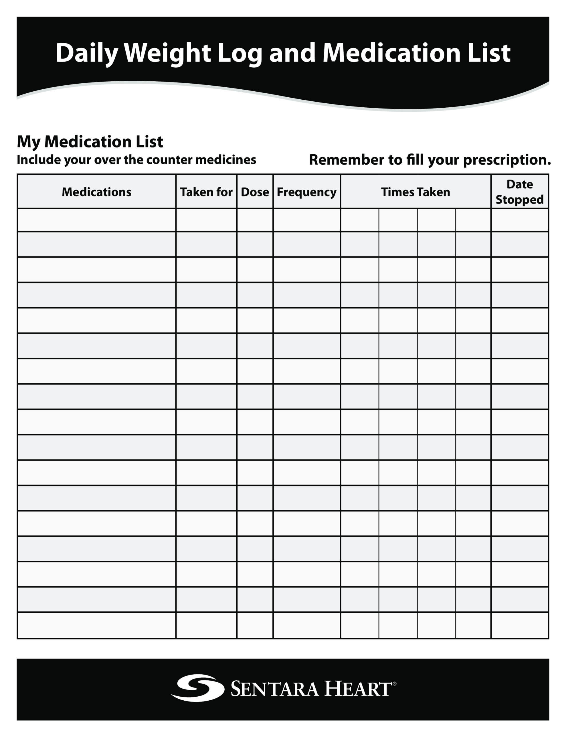 免费Daily Medication List Printable | 样本文件在 Throughout Blank Medication List Templates
