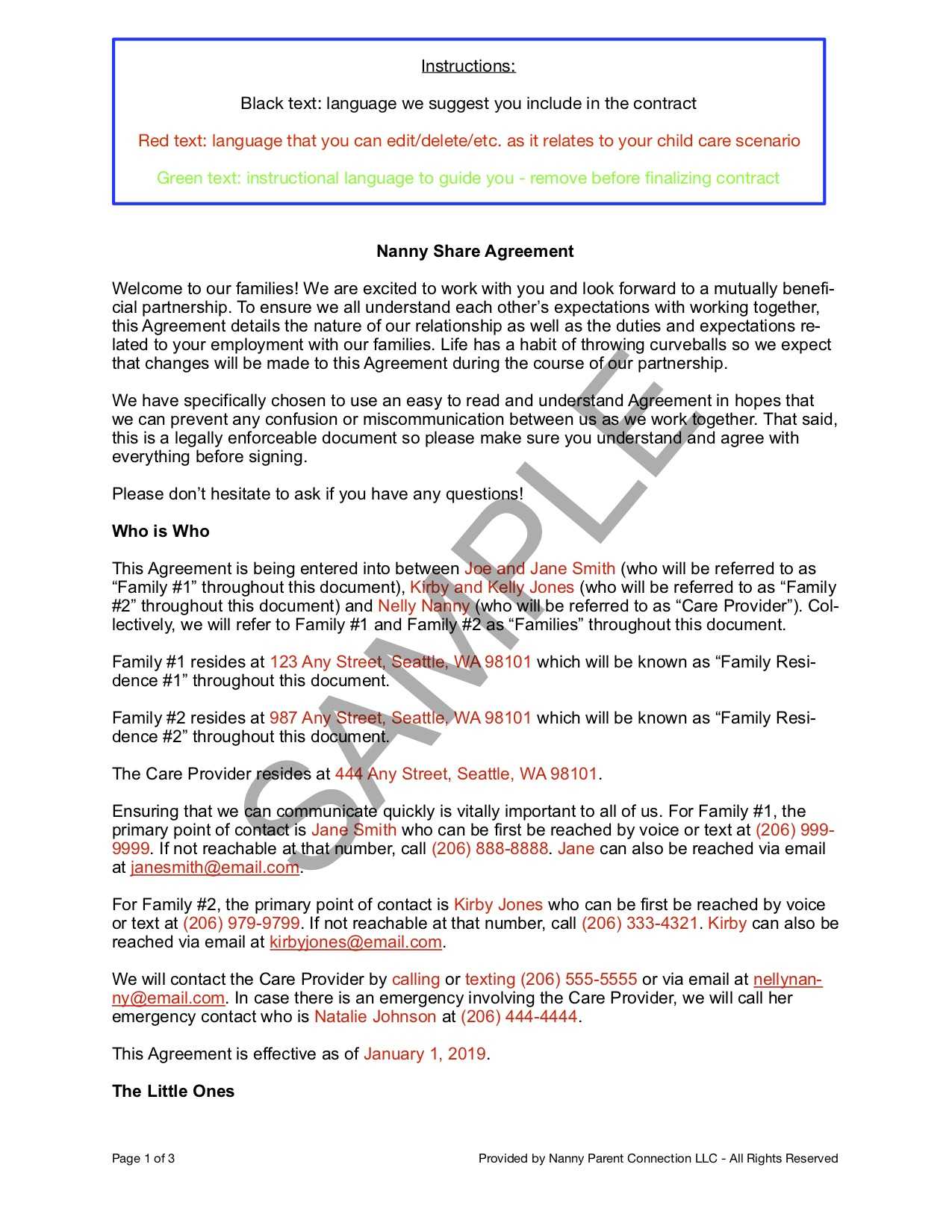 Easy To Understand" Nanny Share Contract | Nanny Parent Pertaining To Nanny Contract Template Word
