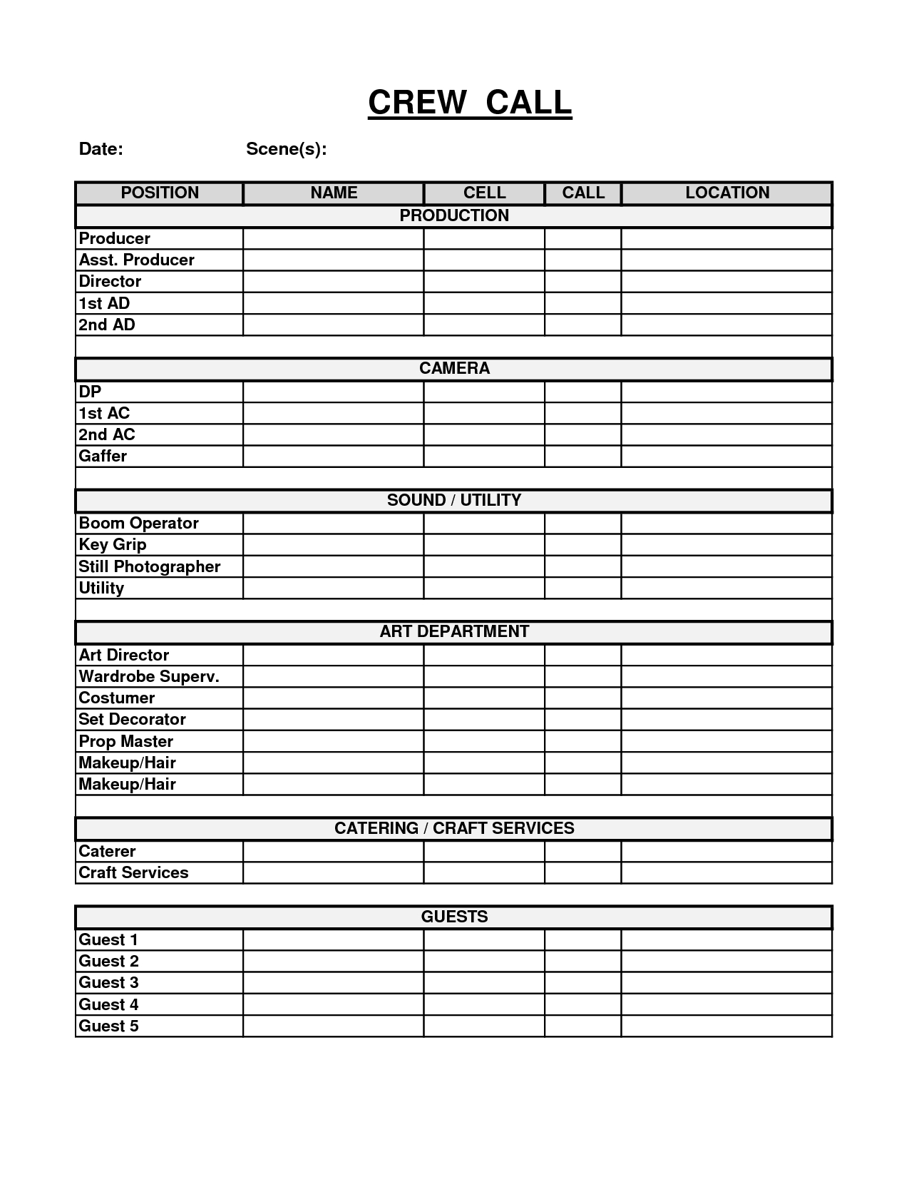 Easy To Use Crew Call And Call Sheet Template Sample : V M D Intended For Film Call Sheet Template Word