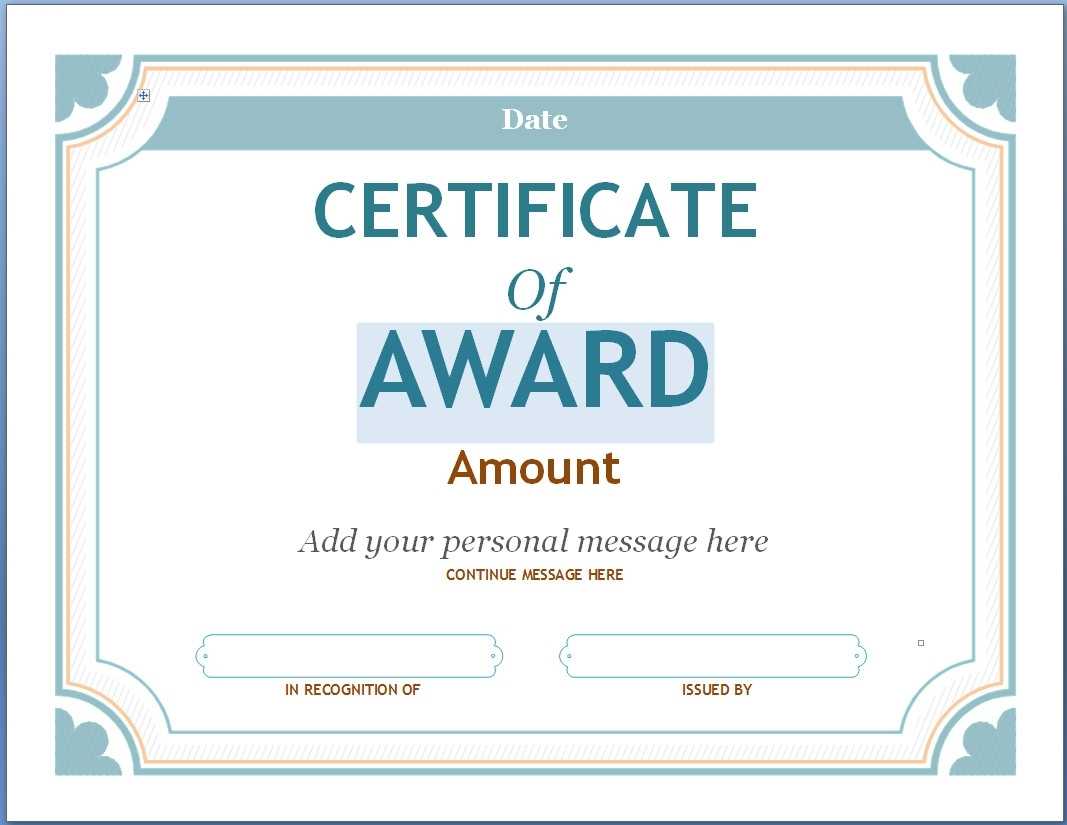 Editable Award Certificate Template In Word #1476 Throughout Inside Blank Award Certificate Templates Word