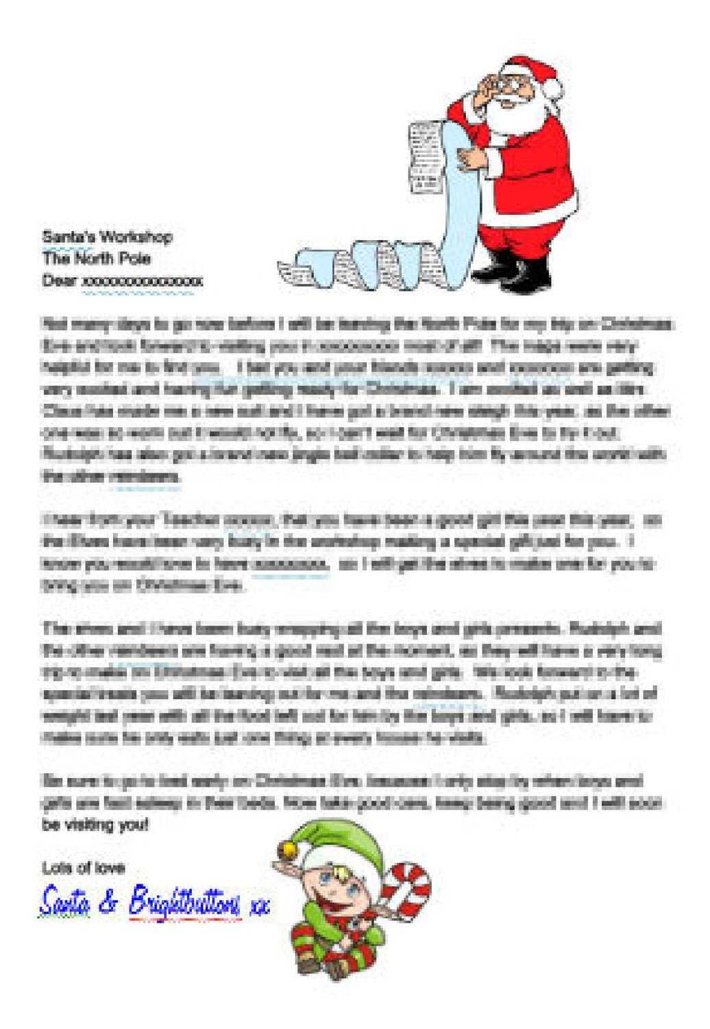 Editable Personalised Letter From Santa And Elf Studio And Word Doc Format  – Commercial Use Intended For Santa Letter Template Word