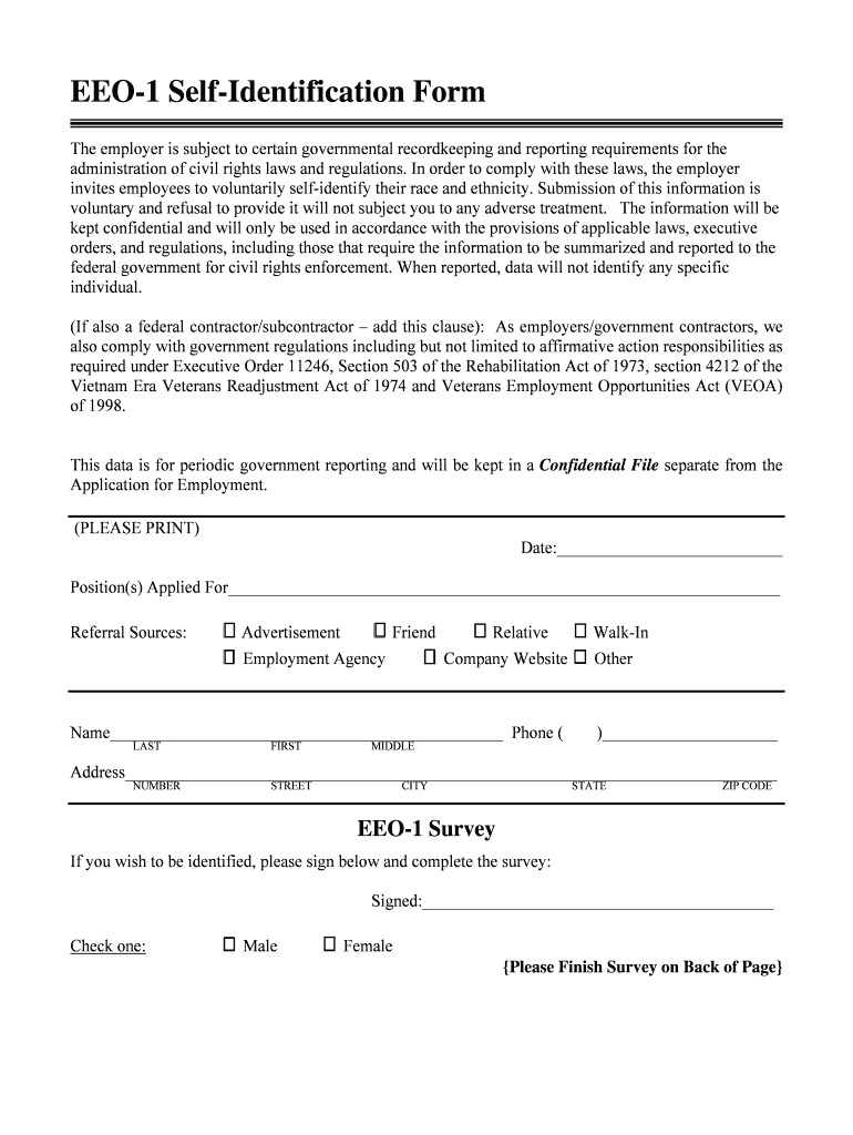 Eeo 1 Form Pdf – Fill Online, Printable, Fillable, Blank For Eeo 1 Report Template