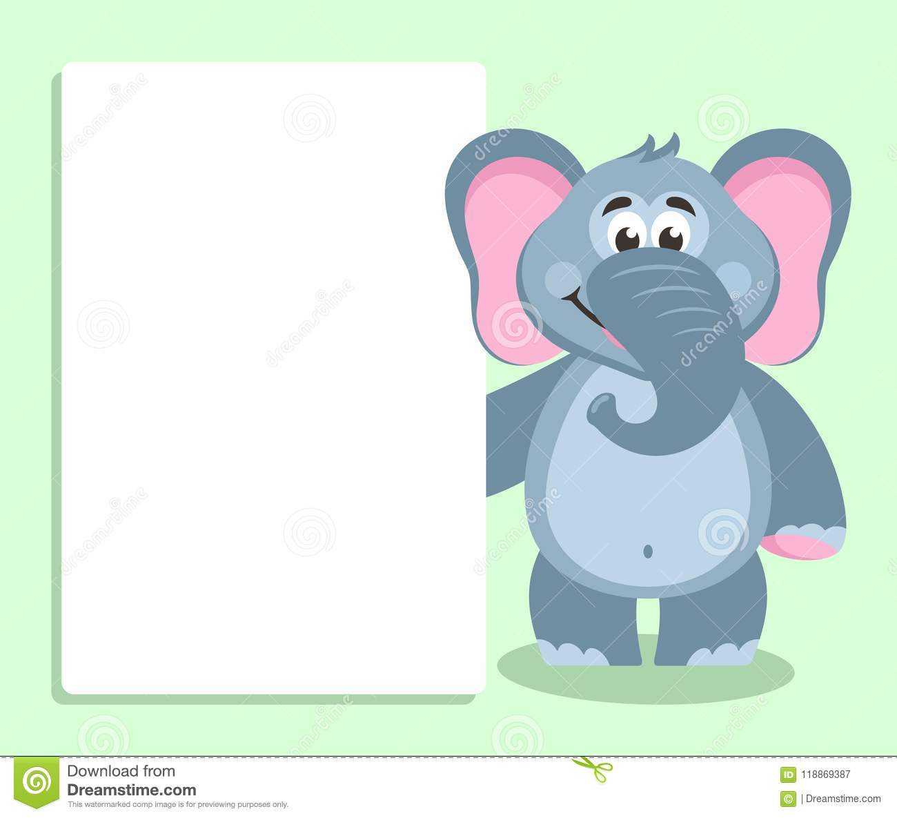 Elephant With White Board. Template For Your Text. Stock Throughout Blank Elephant Template