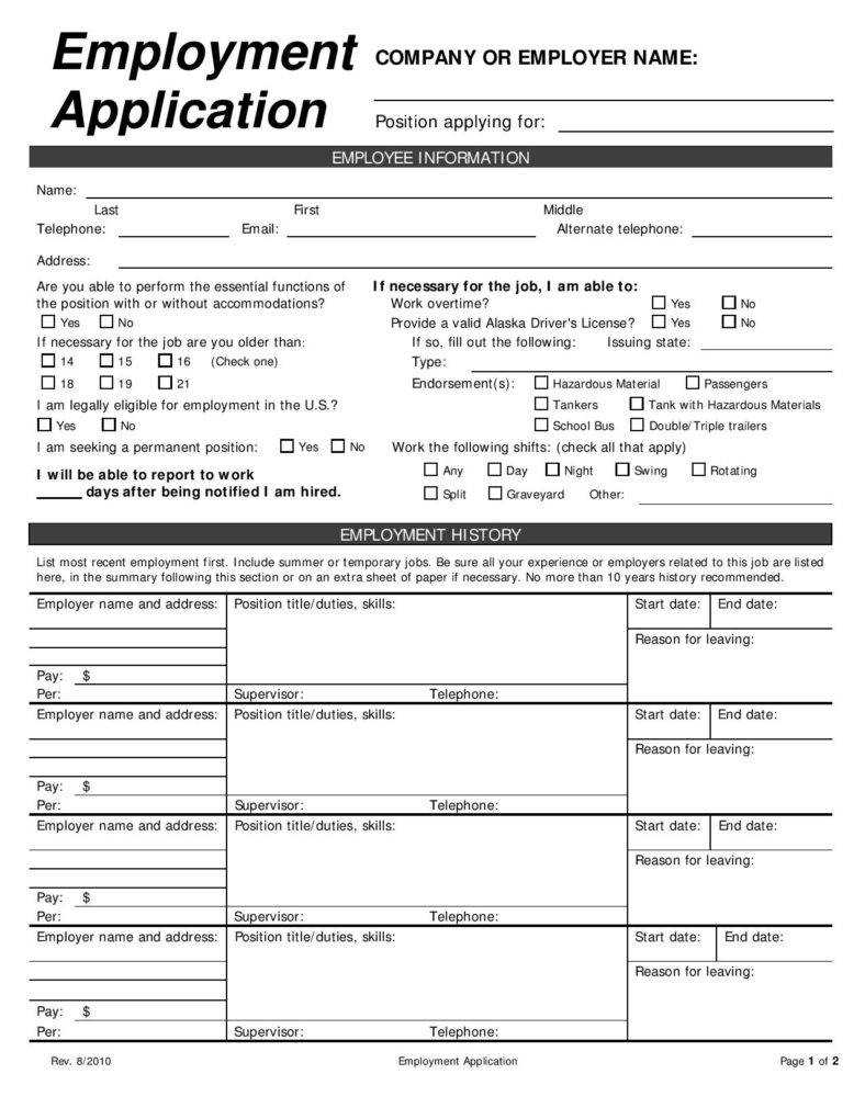 Employee Application Form Sample – Calep.midnightpig.co Pertaining To Job Application Template Word Document