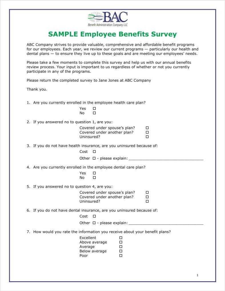 Employee Benefits Survey Sample – Calep.midnightpig.co For Event Survey Template Word