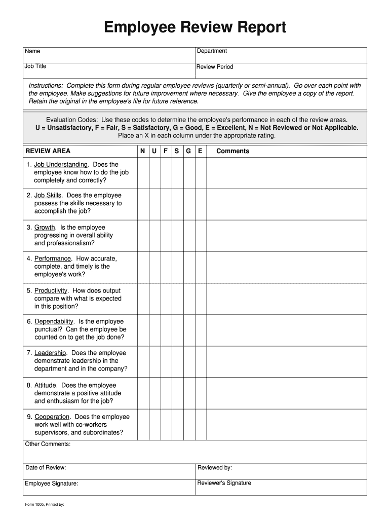 Employee Evaluation Forms – Fill Online, Printable, Fillable With Regard To Blank Evaluation Form Template