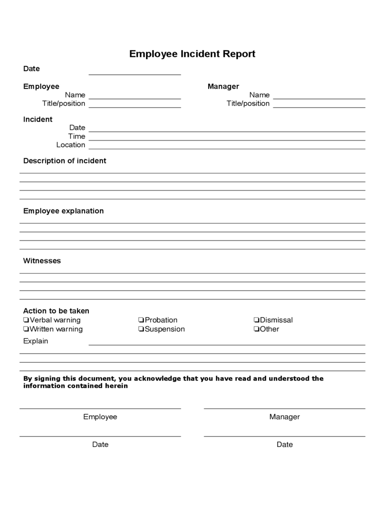 Employee Incident Report Template Word – Calep.midnightpig.co Regarding Generic Incident Report Template