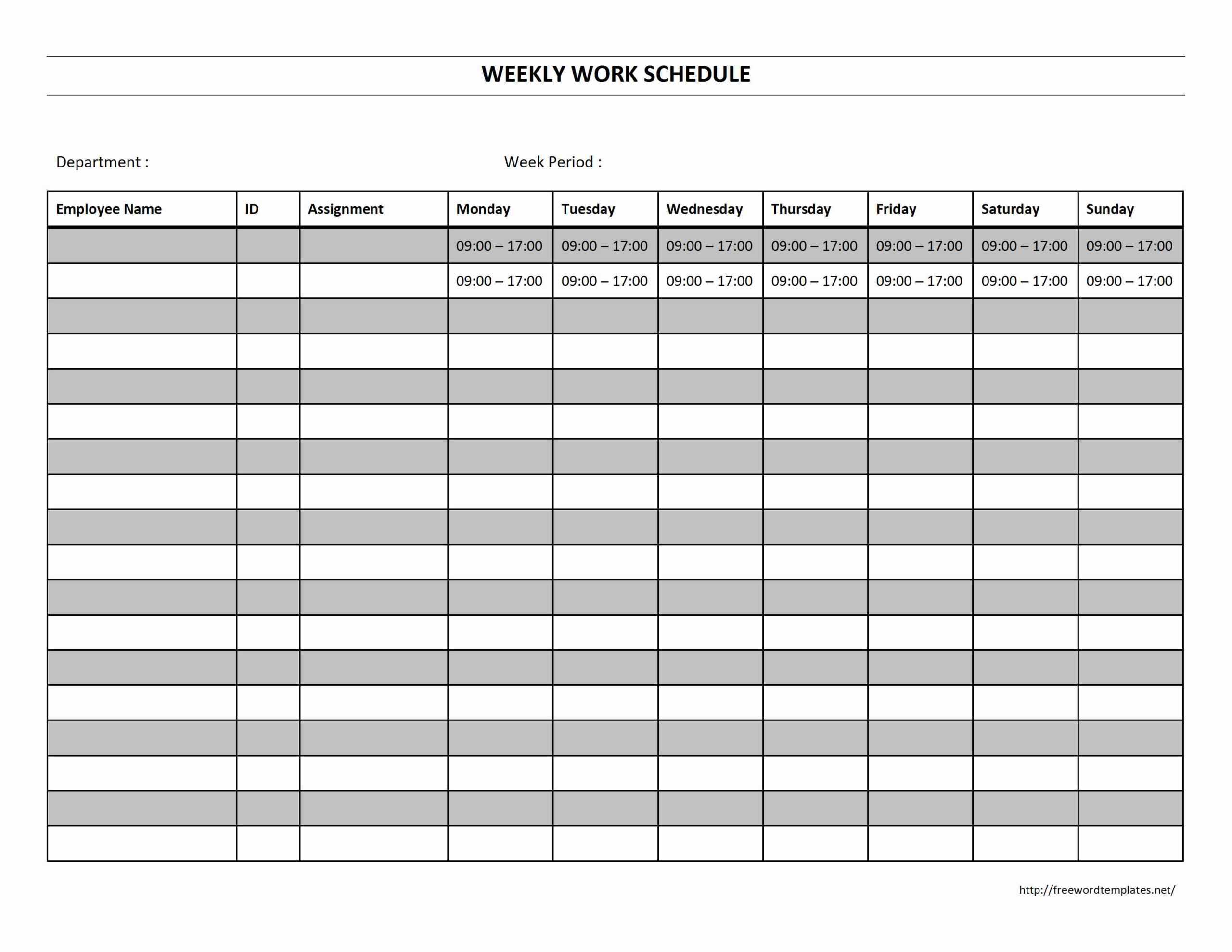 Employee Monthly Work Schedule Template. Monthly Work Inside Blank Monthly Work Schedule Template