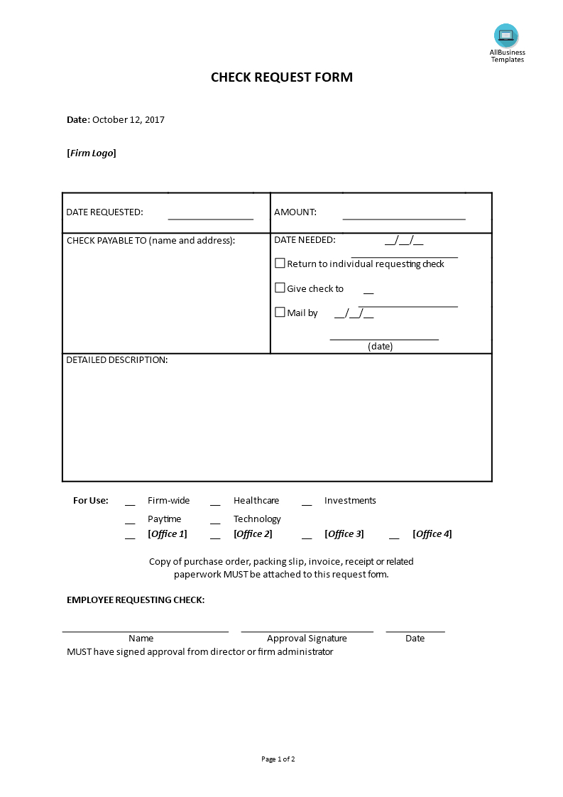 Employee Request Check Form | Templates At With Check Request Template Word