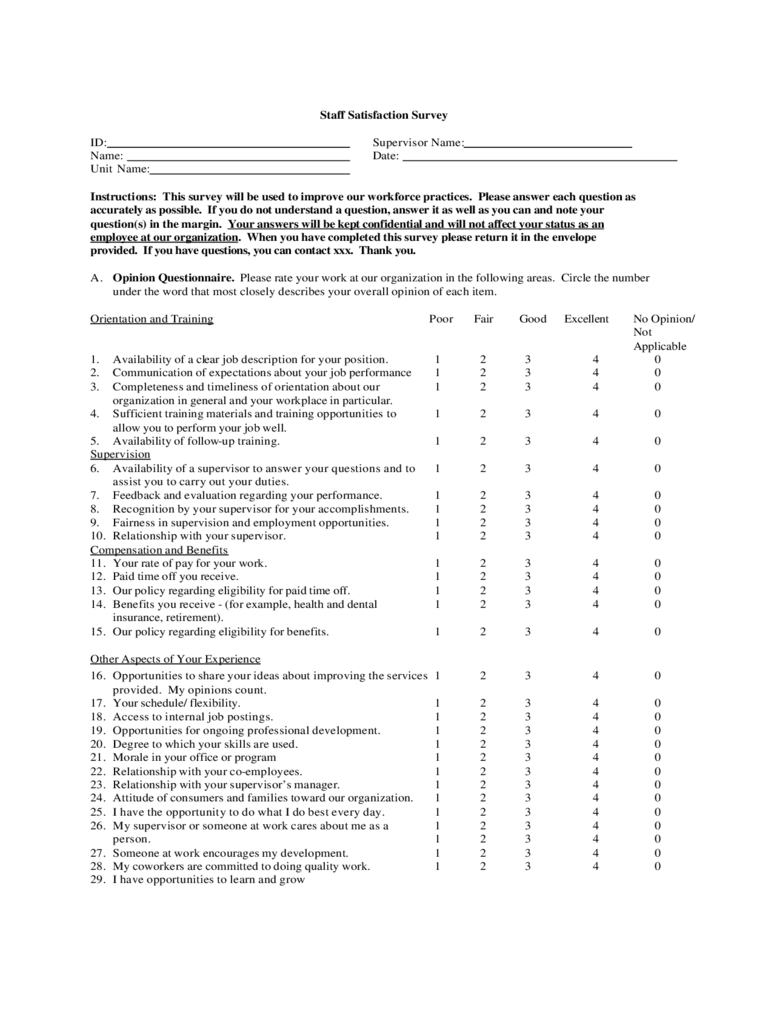 Employee Satisfaction Survey - 2 Free Templates In Pdf, Word Regarding Employee Satisfaction Survey Template Word