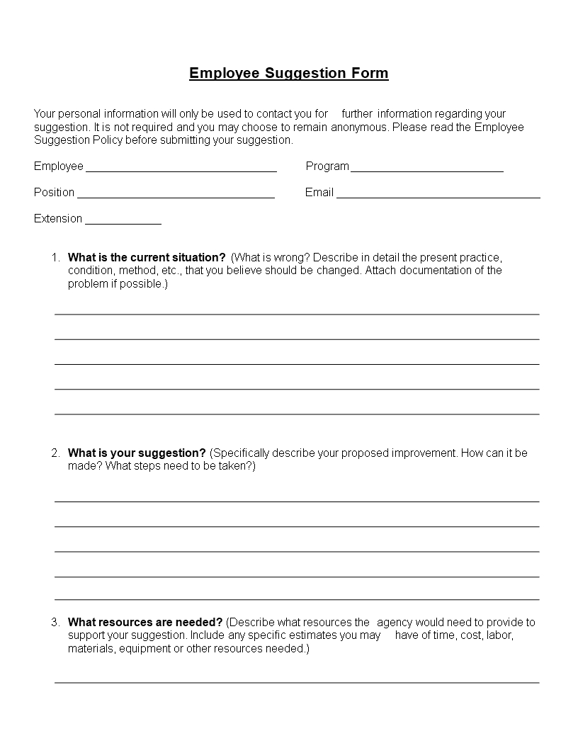 Employee Suggestion Form Word Format | Templates At With Employment Application Template Microsoft Word
