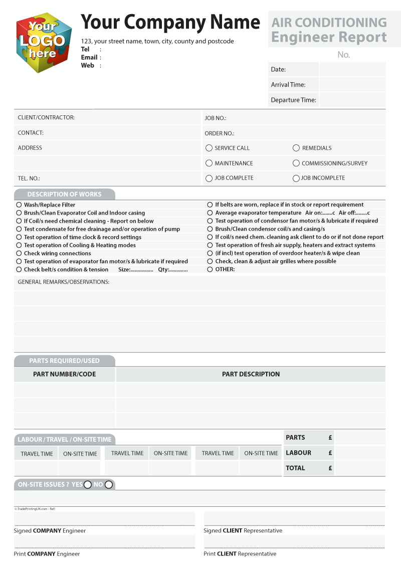 Engineer Report Templates For Carbonless Ncr Print From £40 With Regard To Drainage Report Template