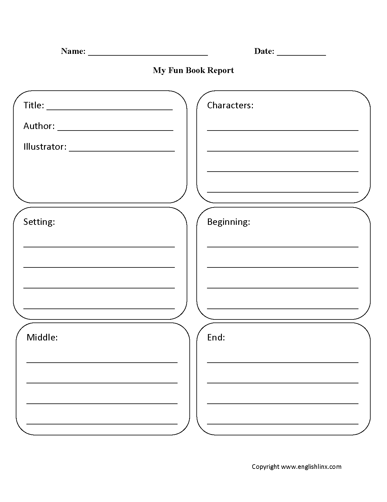 Englishlinx | Book Report Worksheets For High School Book Report Template