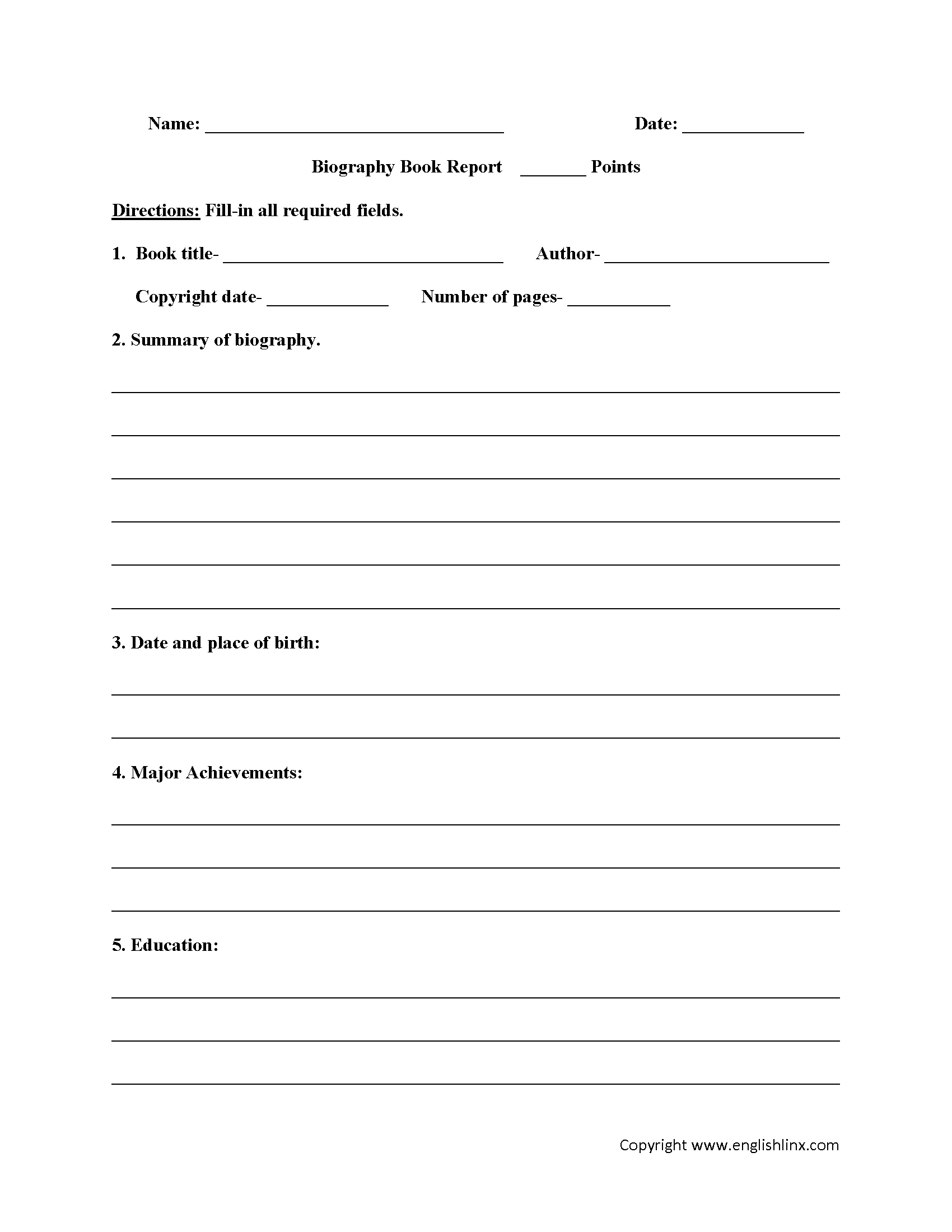 Englishlinx | Book Report Worksheets Inside 2Nd Grade Book Report Template