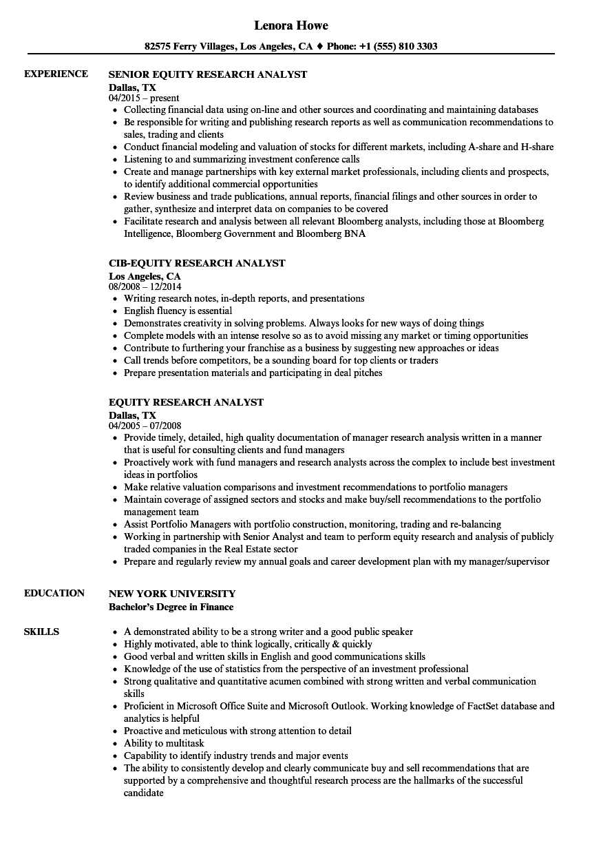 Equity Research Resume Sample – Calep.midnightpig.co Intended For Equity Research Report Template