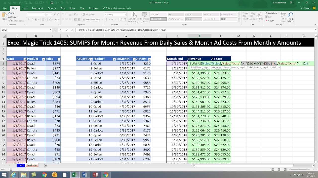 Excel Magic Trick Y Totals Report Sales From Daily Records In Daily Sales Report Template Excel Free