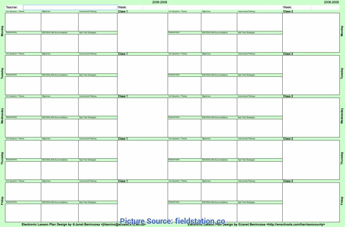 Excellent Blank Daily Lesson Plan Template High School Inside Teacher Plan Book Template Word