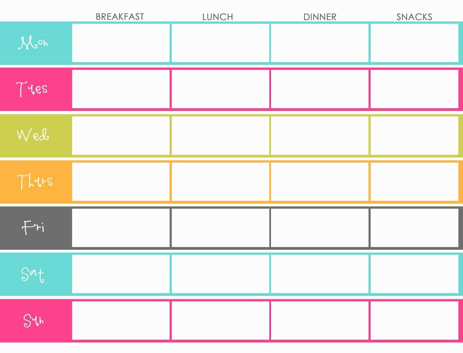 Family Budget Weekly Schedule Template Word Ideas Editable Inside Meal Plan Template Word
