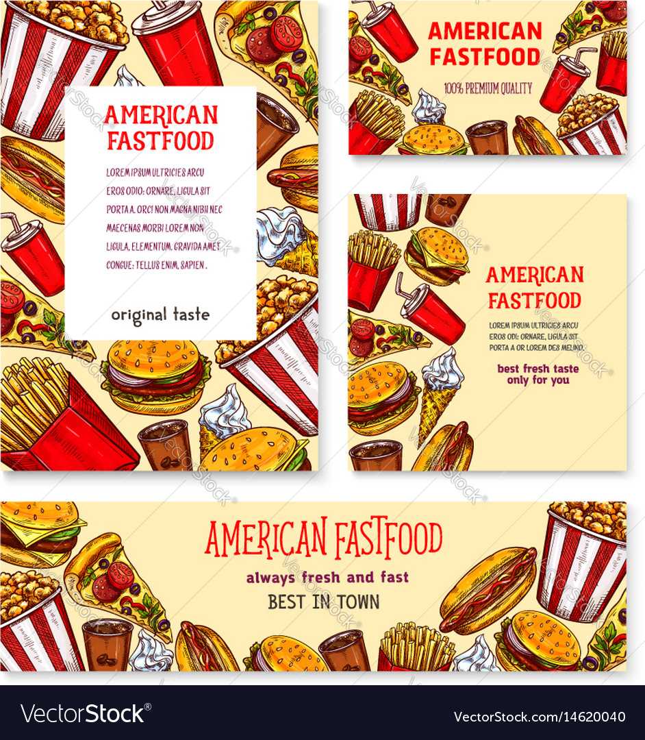 Fast Food American Restaurant Banner Template Set With Regard To Food Banner Template