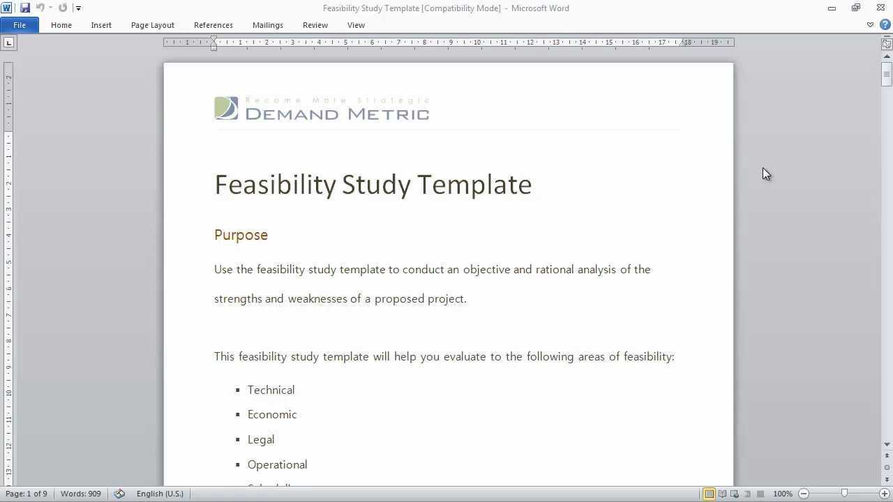 Feasibility Study Template Regarding Technical Feasibility Report Template