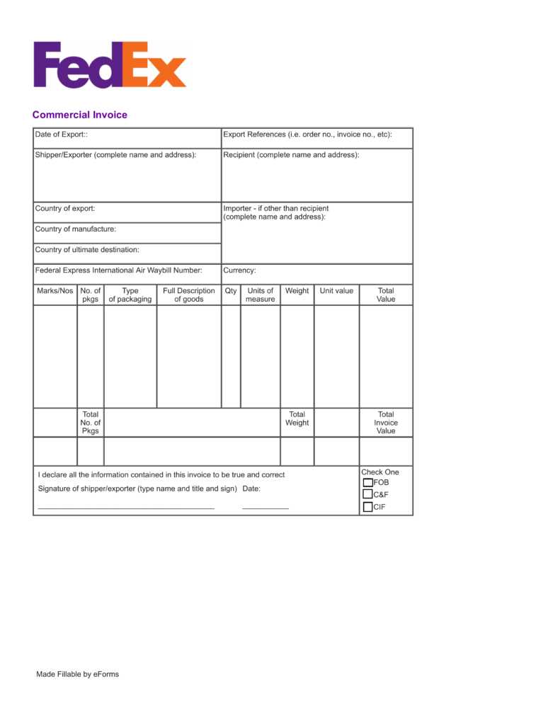Fedex Invoice Template | Apcc2017 Within Commercial Invoice Template Word Doc