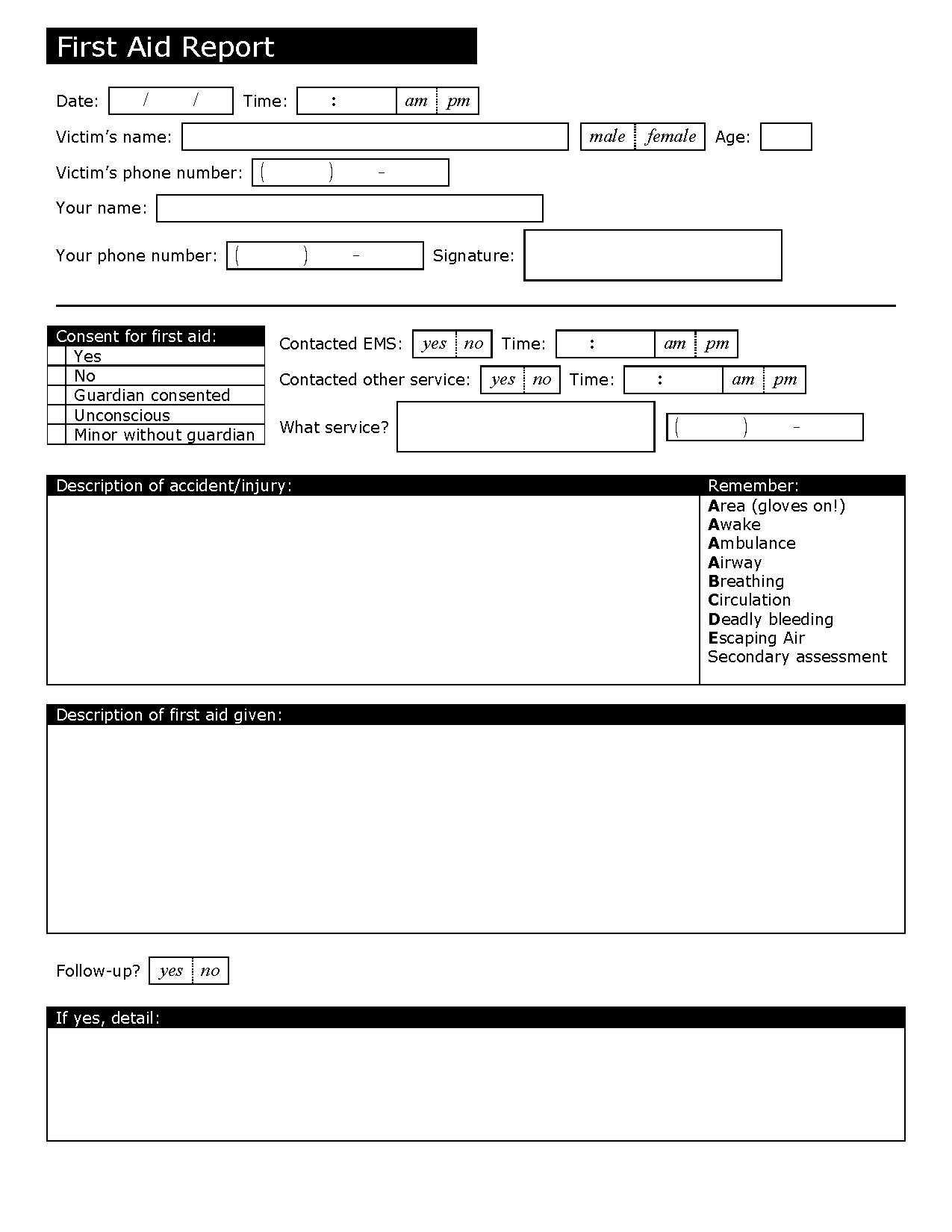 First Aid Report – The Y Guide With Regard To First Aid Incident Report Form Template