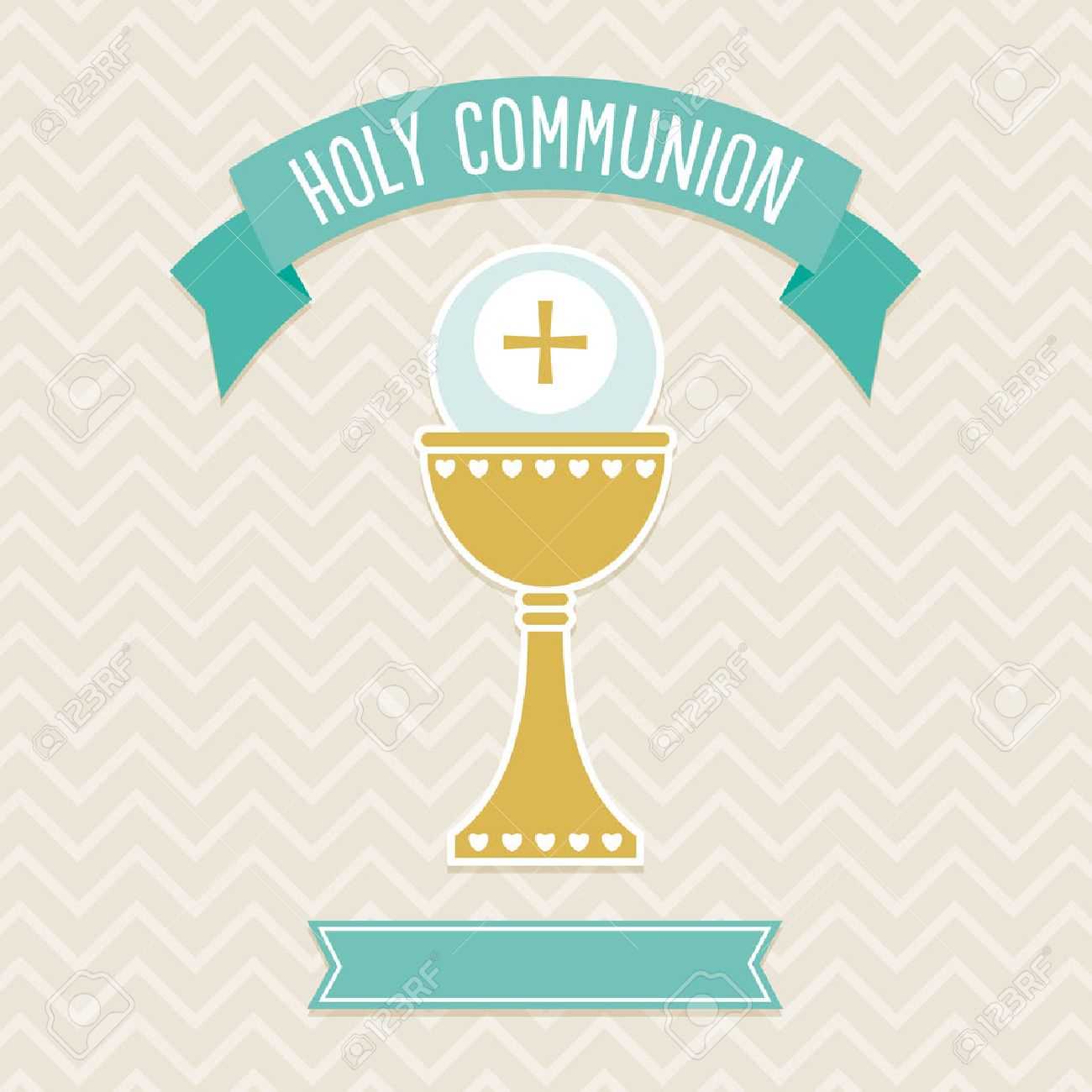 First Holy Communion Card Template In Cream And Aqua With Copy.. In First Holy Communion Banner Templates